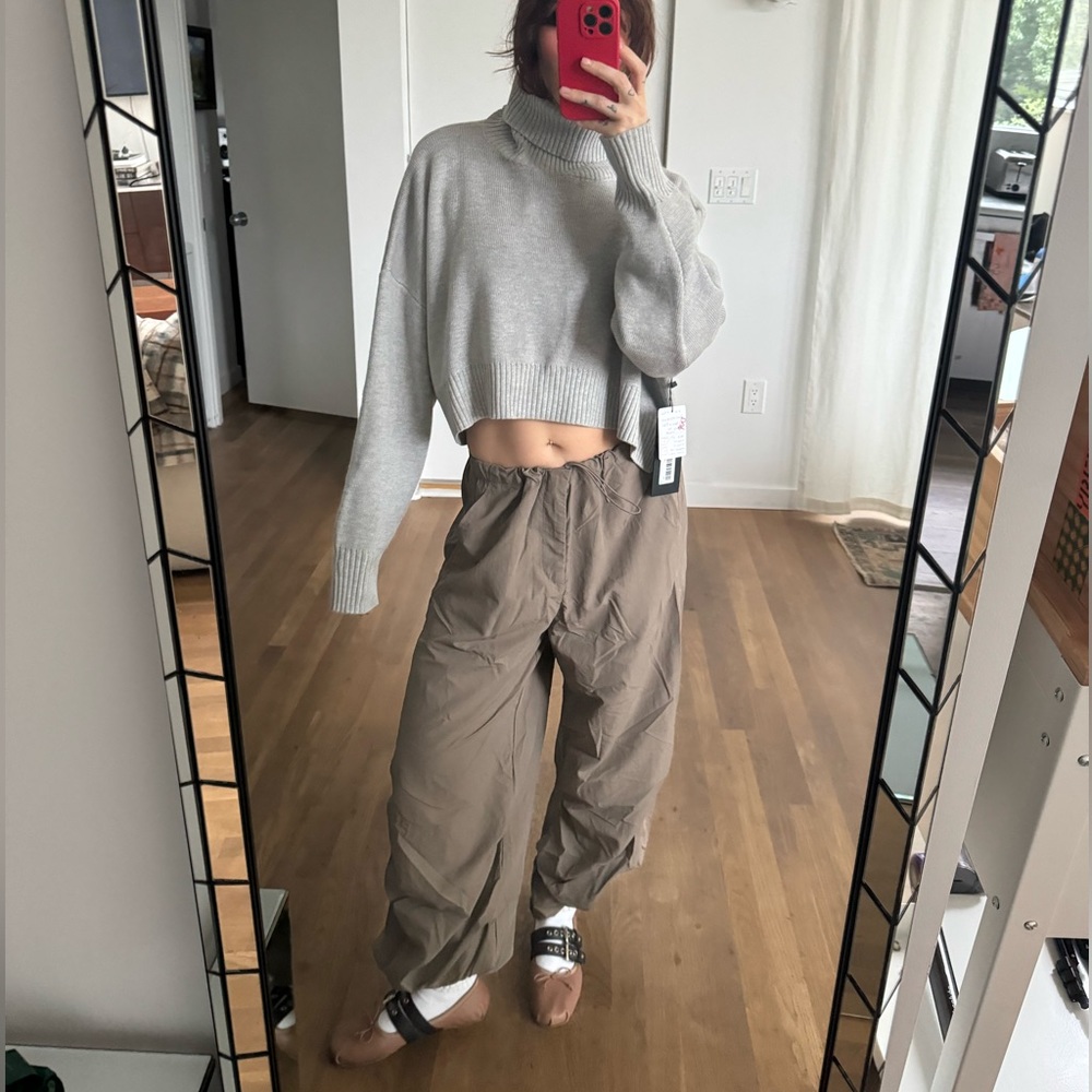 cozy slouchy grey turtleneck